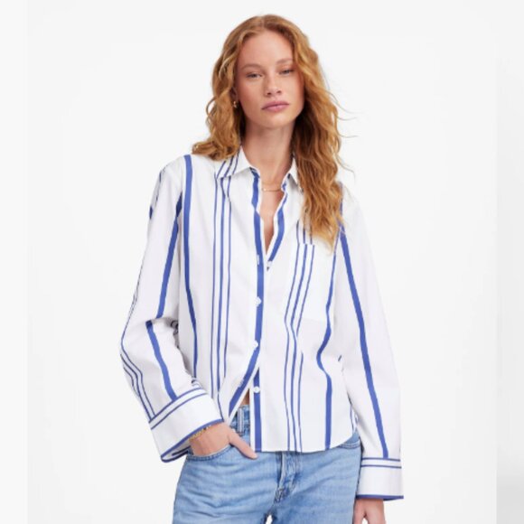 Madewell Poplin Easy Y-Neck Button-Up Shirt NWT - Picture 1 of 5